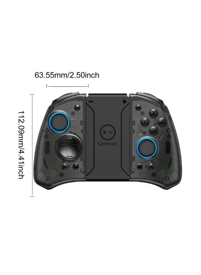 LinYuvo وحدة تحكم ألعاب بلوتوث Classic Joypad LinYuvo KS33 لجهاز Switch و Switch Lite و Switch OLED مع 8 ألوان من إضاءة RGB، عصا تحكم معدنية، جيروسكوب بستة محاور، وظيفة Turbo، اهتزاز مزدوج قابل للتعديل، وظيفة إيقاظ، تحكم بالحركة، انفجار سريع، بطارية 500mAh - Image 2